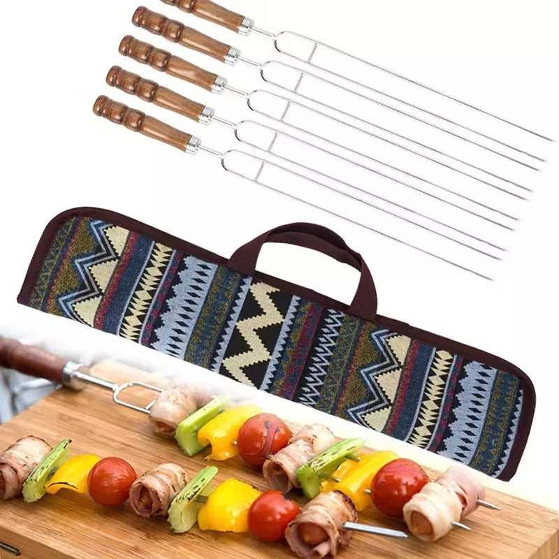 Set Fierros Para Anticuchos Naranja Pinchos Para Anticucho Acero Inoxidable Set 5 De Brochetas Forma De U Arcashopping Set 5 Brochetas En Forma De U Para Asado Pinchos Anticucho