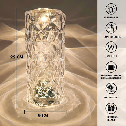 Pack X2 Lámpara Cristal Mesa Lámpara Led Decorativa Táctil