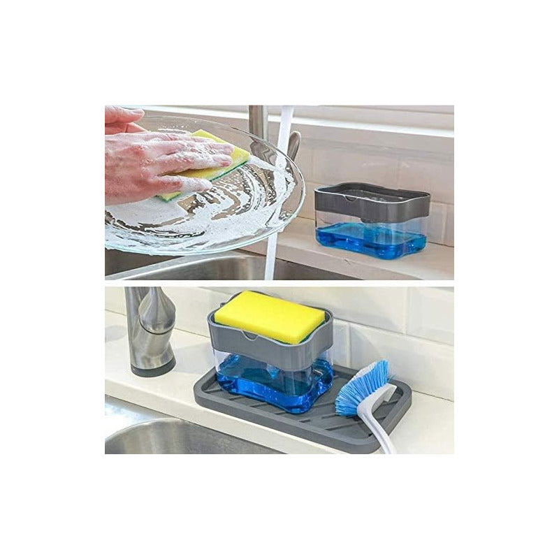 Dispensador De Jabón Lavalozas Con Esponja Cocina Lavaplatos