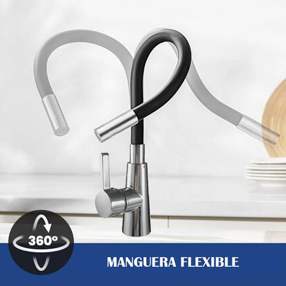 Llave Lavaplatos Monomando Cuello Flexible Agua Caliente