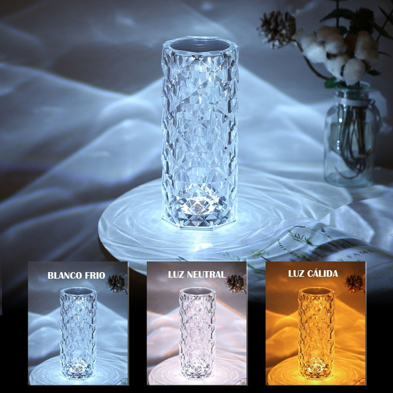 Pack X2 Lámpara Cristal Mesa Lámpara Led Decorativa Táctil