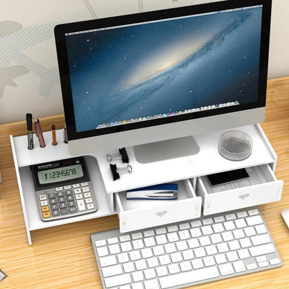 Soporte Elevador Para Pc Organizador Escritorio Con Cajones
