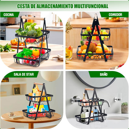 Cesto De Frutas Metalico Frutero De Mesa Cesto De Frutas 2 Niveles Arcashopping Cesta De Frutas Portátil Organizador De Cocina Cesta Rectangular De Metal Organizador De Frutas Cocina