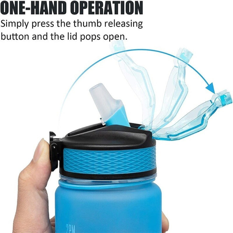 Botella De Agua Marcador Tiempo Horario Bpa Free 1l Kawaii
