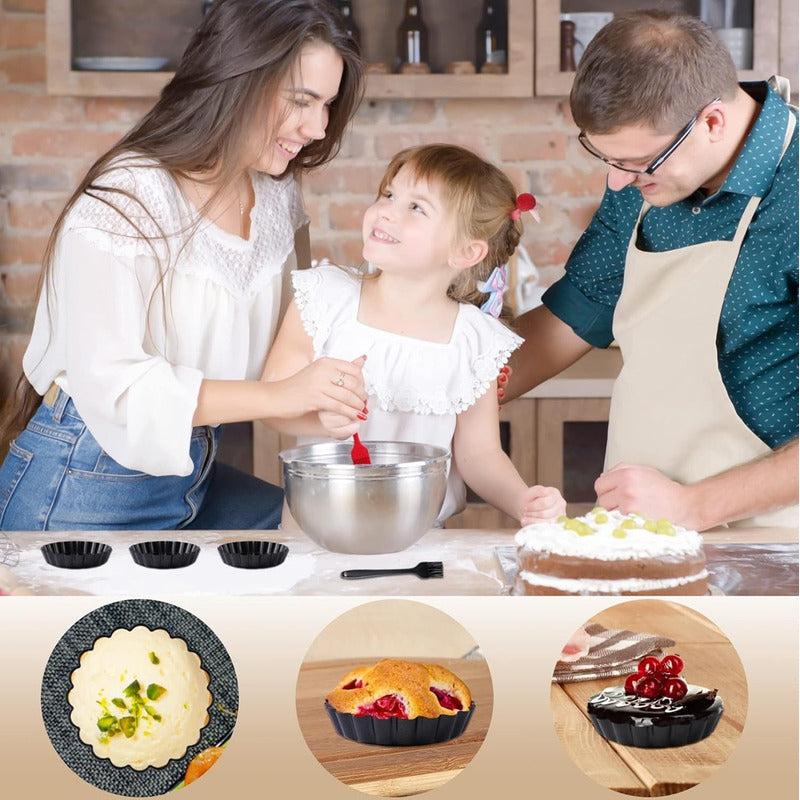 Pack X12 Moldes Mini Tartaleta Individual Desmontable Tarta