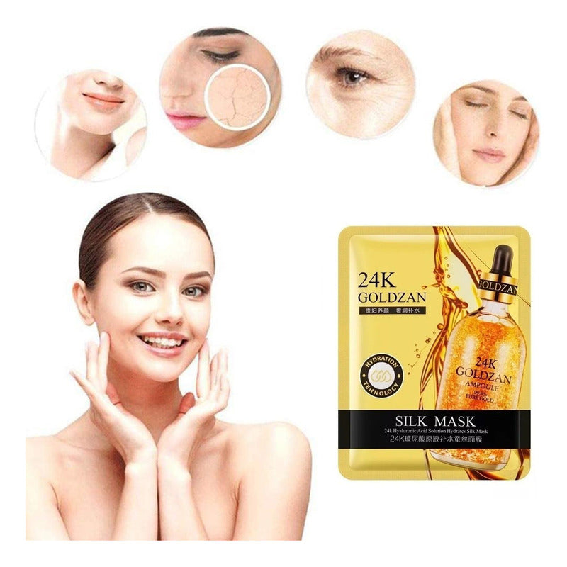 Pack 10 Mascarillas Faciales Mascarillas Hidratantes Oro 24k