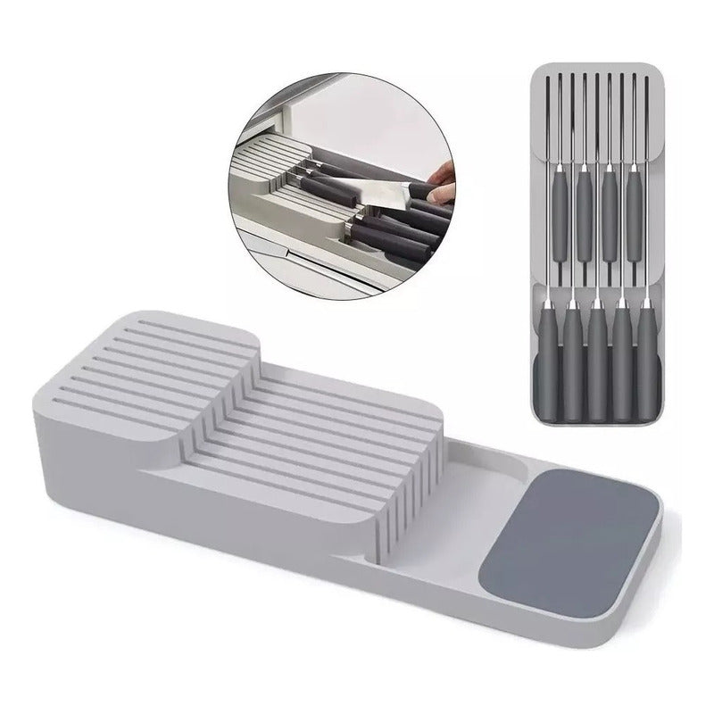 Organizador Cubierto Cuchillo Organizador De Servicios Cajon - Gris