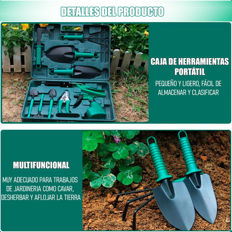 Kit De Jardineria Acero Tijera De Podar Rastrillo Pala Huert
