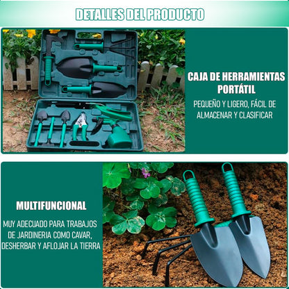 Kit De Jardineria Acero Tijera De Podar Rastrillo Pala Huert