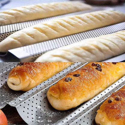 Molde Perforado Antiadherente 4 Pan Francés Baguette Baguete Arcashopping Molde Perforado Metalico Antiadherente Para Pan Francés Pan Baguette