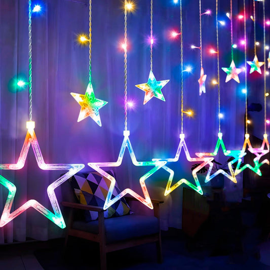 Luces Navideñas Luces Led Luces Cascada Guirnalda Multicolor Arcashopping Luces Led Luces Cascada Guirnalda Luces Exterior Estrella Guirnaldas Led Luces Navideñas Luces Led Luces Navideñas Exterior