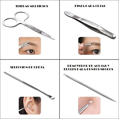 Set Manicure Permanente 12 Pieza Corta Cuticulas Profesional