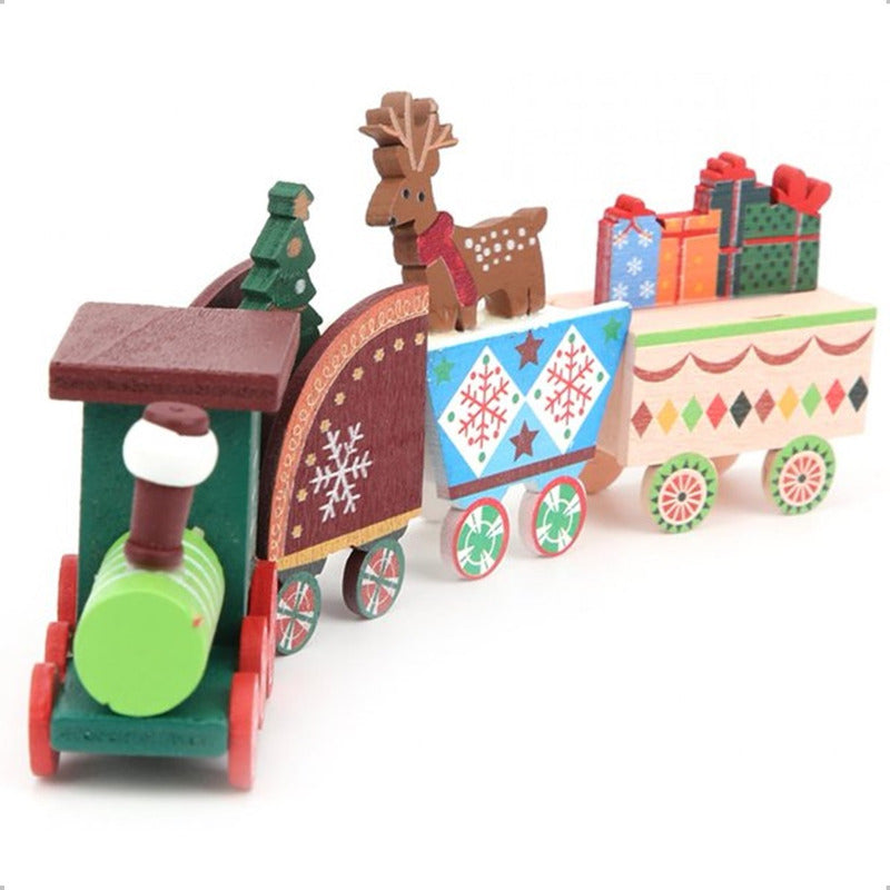 Tren Madera Adornos Navideños Decoración Hogar Navidad Regal
