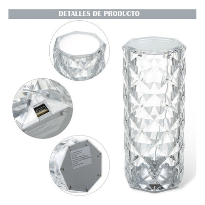 Lámpara Cristal Mesa Lámpara Led Decorativa Velador Táctil