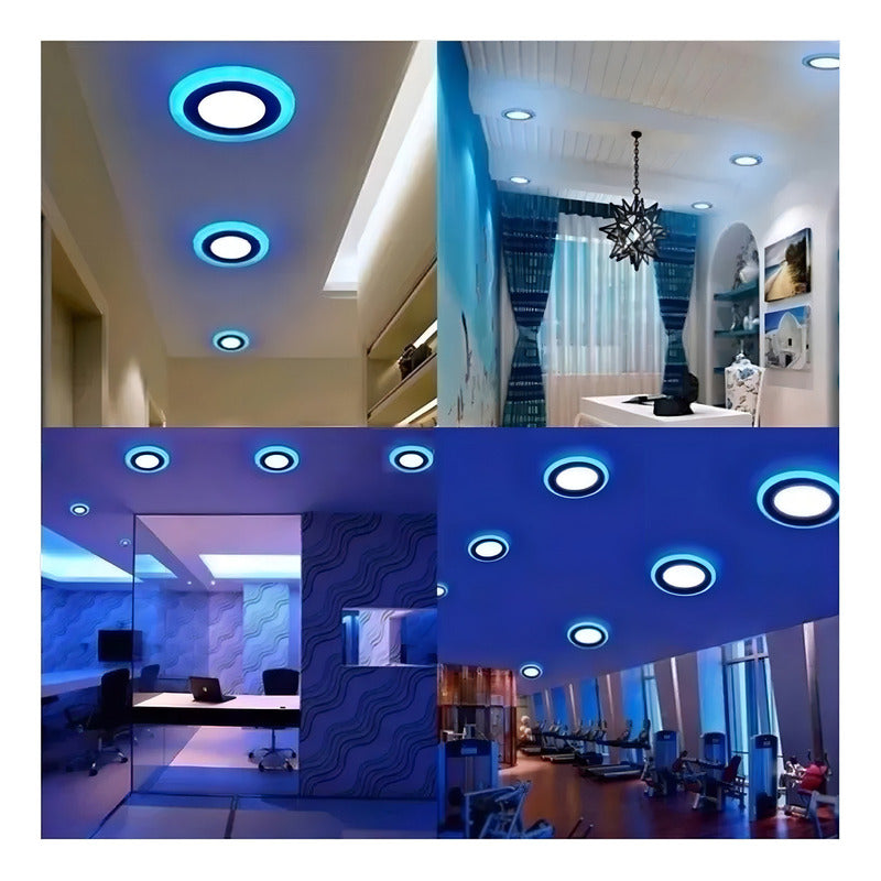 Plafon Led Techo Redond Focos Led Interior 12+4w Blanco Azul