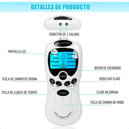 Set Electroestimulador Tens 8 Electrodos Cinta Kinesiologica