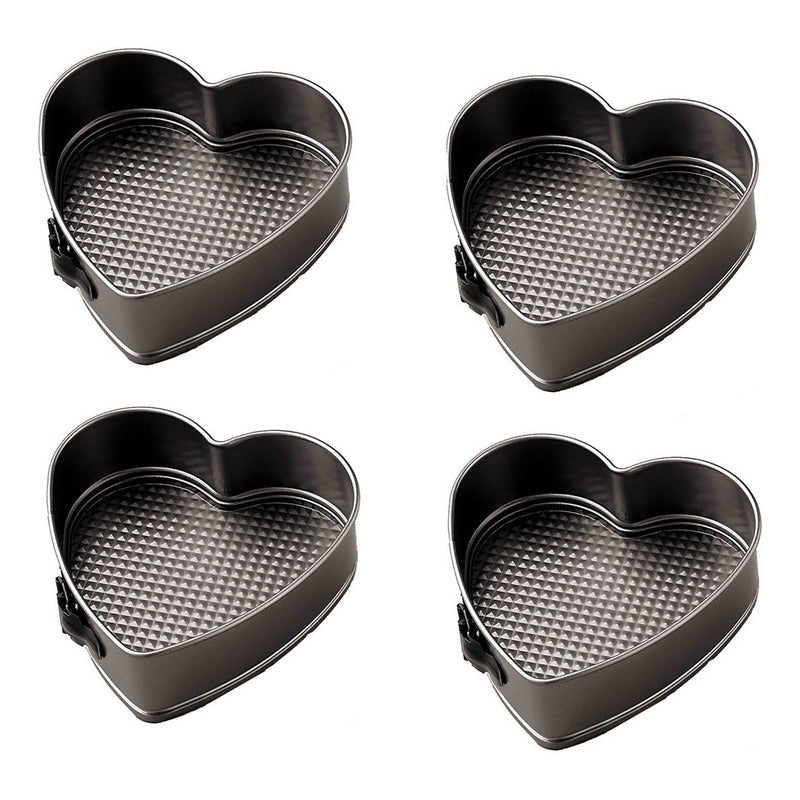 4 Molde Desmontable Corazón Para Torta Queque Repostería