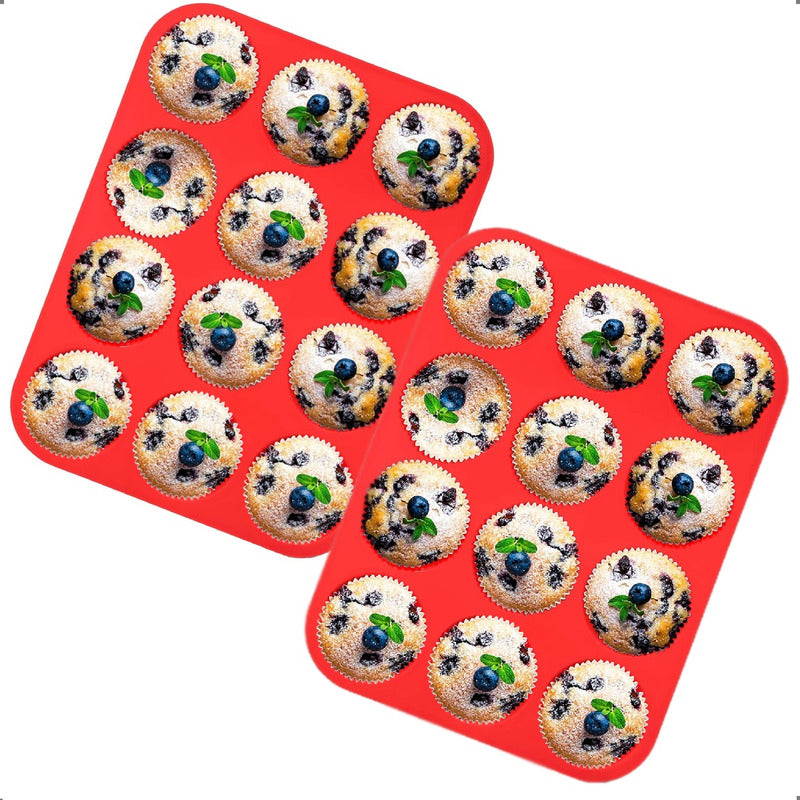 Pack X2 Molde Cupcakes Molde De Silicona 12 Cup Molde Muffin