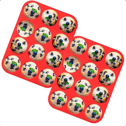 Pack X2 Molde Cupcakes Molde De Silicona 12 Cup Molde Muffin