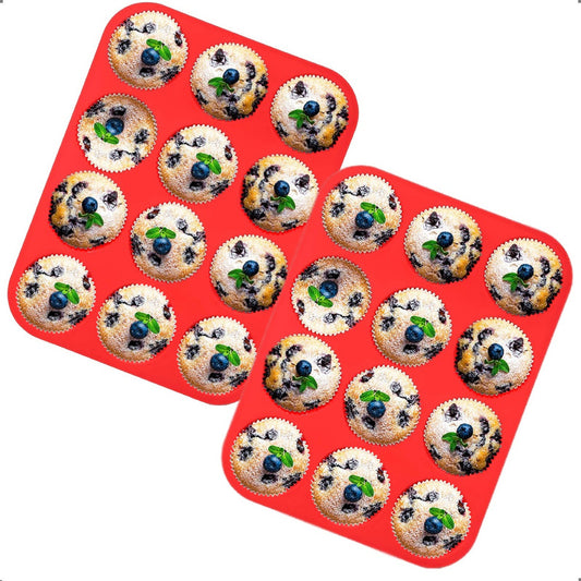 Pack X2 Molde Cupcakes Molde De Silicona 12 Cup Molde Muffin