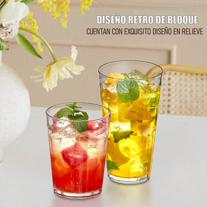 Set 6 Vasos De Vidrio Vasos Vidrio Jugo Juego De Vasos 350ml