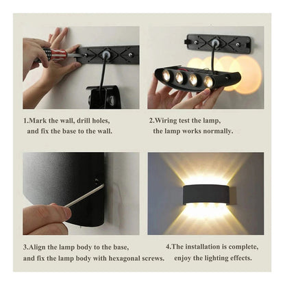 Pack X2 Lampara Led Focos Exterior Pared 4w Luz Fria 6000k