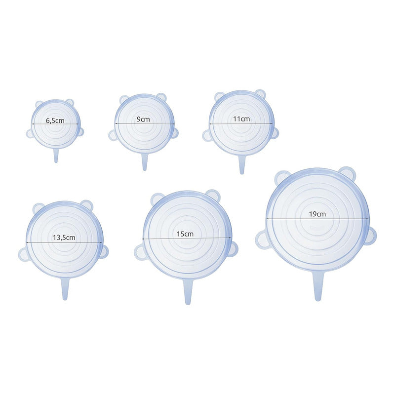 Set 6 Tapas De Silicona Adaptable Para Alimentos Reutilizabl