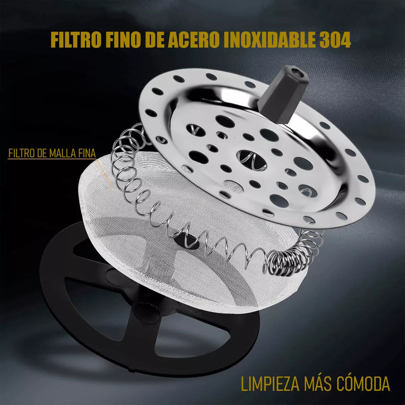 Cafetera Francesa Portatil De Vidrio Y Acero Inoxidable Negra Prensa 1l 13,5x12 + Filtro Francesa Arcashopping Cafeteras Francesas Cafetera Prensa Portatil Acero Inoxidable 1000 Ml