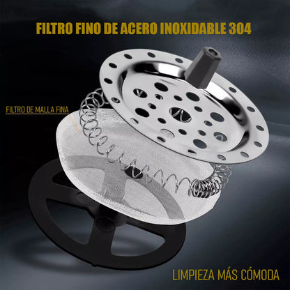 Cafetera Francesa Portatil De Vidrio Y Acero Inoxidable Negra Prensa 1l 13,5x12 + Filtro Francesa Arcashopping Cafeteras Francesas Cafetera Prensa Portatil Acero Inoxidable 1000 Ml