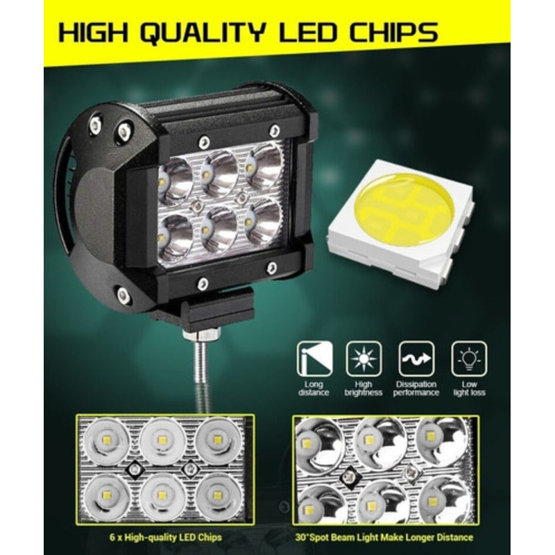 Pack X4 Neblinero Focos Led Para Auto Exterior Neblinero 18w