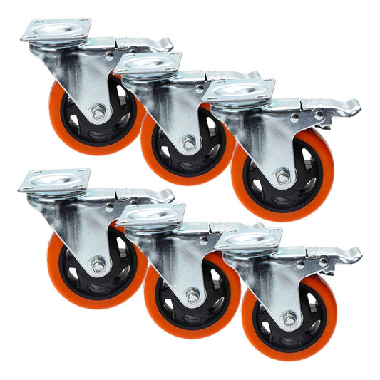 Pack X6 Rueda 4 Pulgadas Rueda Con Freno Doble Rueda Multius