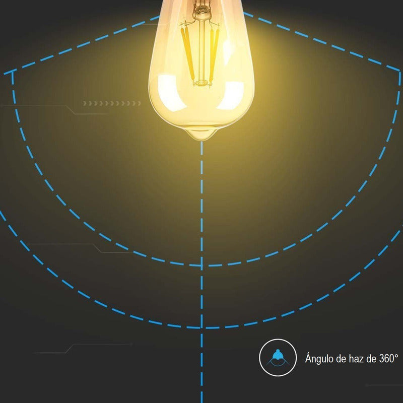 Pack X5 Ampolletas Vintage E27 Edison Filamento 4w Luz Calid