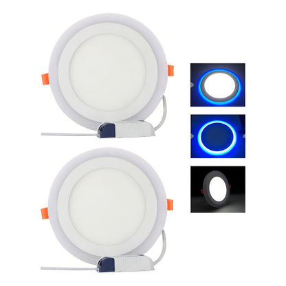 Pack X2 Plafon Redondo Focos Led Interior 12+4w Blanco Azul