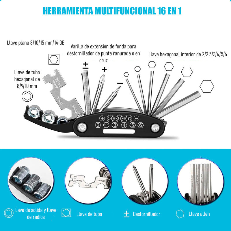 Kit Herramientas De Reparacion Bici Pinchazo Llanta Biciclet