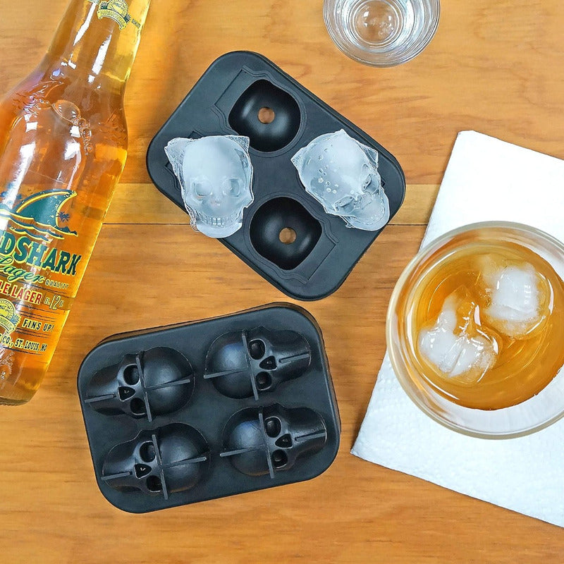 Pack X4 Cubetera Hielo Silicona Calavera Molde Hielo Flexibl