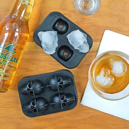 Pack X4 Cubetera Hielo Silicona Calavera Molde Hielo Flexibl