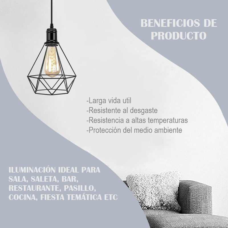 Pack X2 Lámparas Colgantes Vintage Lampara Living Comedor