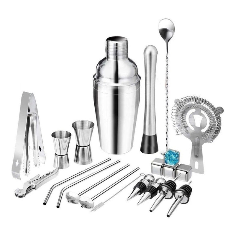 Juego De Coctelera Profesional 22 Piezas Kit Bartender Bar