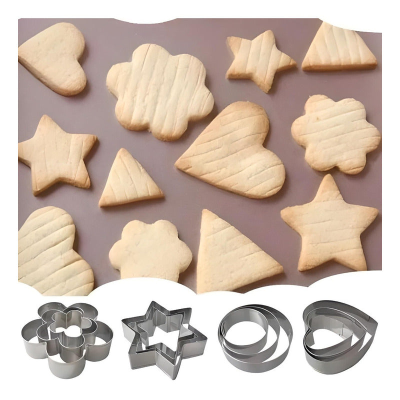 Kit De 12 Moldes Cortadores De Masa Para Moldes De Galletas De Acero Inoxidable