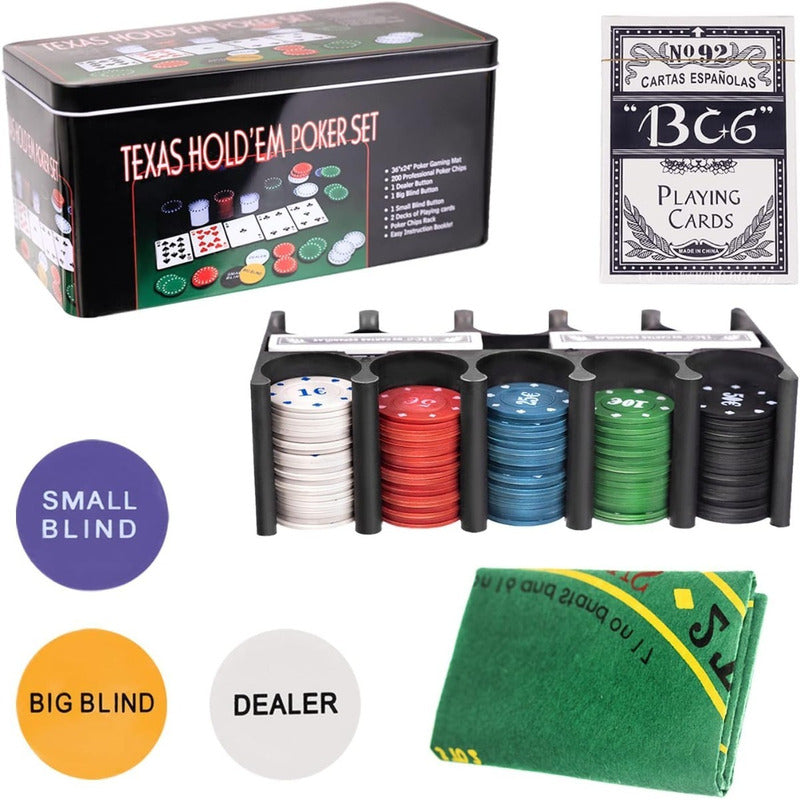 Set Poker Juego De Mesa 200 Fichas Naipes Fichas Poker
