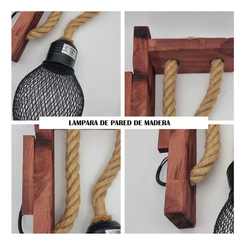 Aplique Muro Exterior Madera Vintage Rustica Lámpara Pared