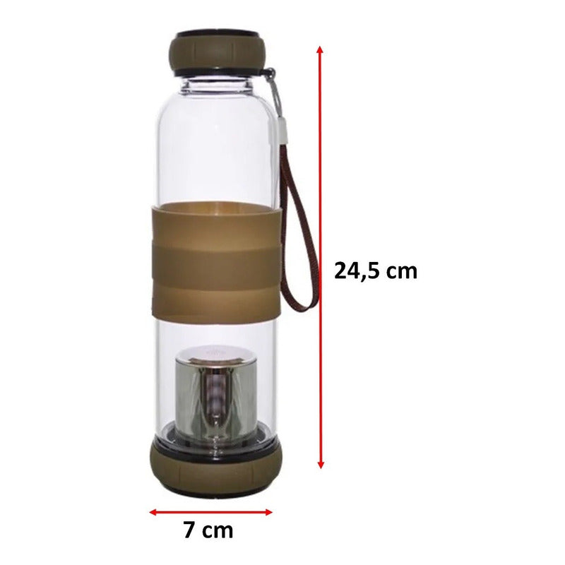 Infusor De Te Botella Vidrio Con Infusor 500 Ml Mate Infusor