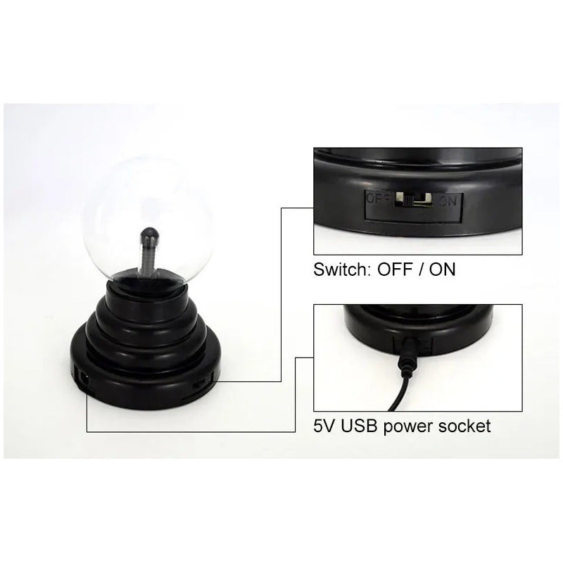 Mini Lampara Plasma Energía Táctil Bola Rayos Escritorio Usb