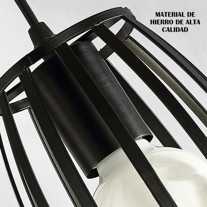 Pack X2 Lámpara Colgante Lámparas Techo Comedor Ovalada E27 Estructura Negro