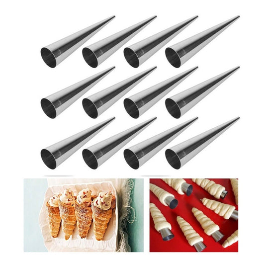 Pack X12 Moldes Para Cachito Metalico Croissant Cono Cannoli