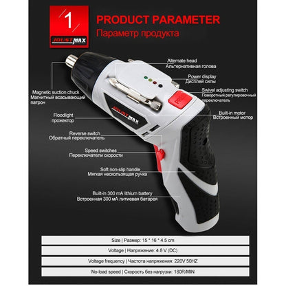 Atornillador Eléctrico Atornillador Inalambrico + Set 45 Pz