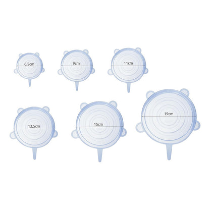Set 6 Tapas De Silicona Adaptable Para Alimentos Reutilizabl