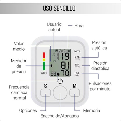 Tensiometro De Brazo Digital Tomador De Presion Digital Tens