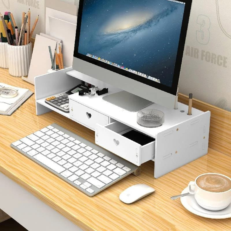 Soporte Elevador Para Pc Organizador Escritorio Con Cajones