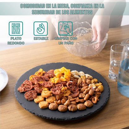 Plato Redondo De Piedra Pizarra Plato Wayu Platos De Piedra Pizarra Arcashopping Bandeja De Piedra Plato Decorativo De Piedra Platos Cocina Wayu 25 Cm Platos Redondos